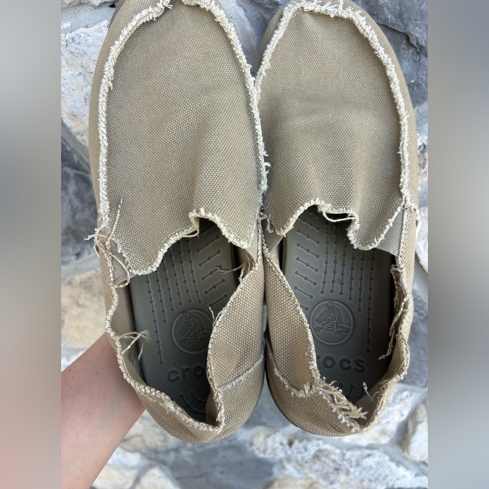 Crocs Santa Cruz Slip On Shoes Mens Size 15 Frayed Canvas Loafer Casual Beach - Picture 5 of 6